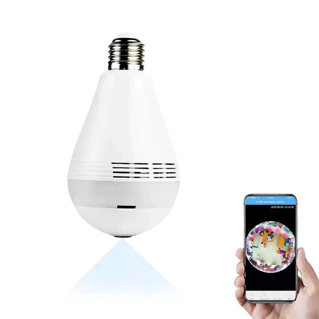 WiFi Bulb Security Camera, Smart Bulb Camera, 360 Panoramic Bulb Camera with Motion Detection